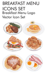 Breakfast menu logo vector icon set 