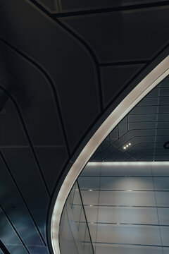 Interior detail of train station architecture