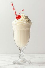 Classic Milkshake with Whipped Cream and Cherry