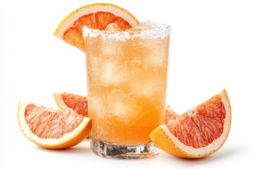 Grapefruit Cocktail with Salt Rim and Ice