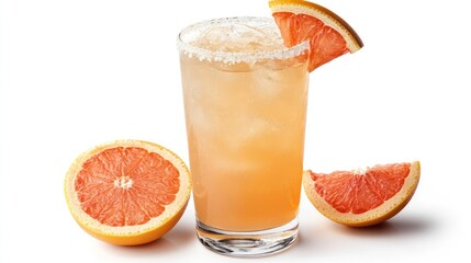 Grapefruit Cocktail with Salt Rim and Fresh Fruit Garnish