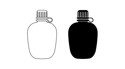 outline silhouette military bottle drink icon set isolated on white background