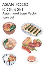 Asian food logo vector icon set 
