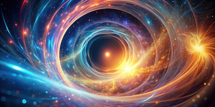 Ethereal and luminescent quantum brushstrokes creating interdimensional vortex , quantum, brushstrokes, ethereal