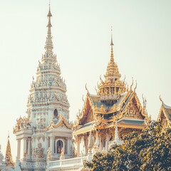 Fototapeta premium Golden Pagoda Temple Architecture in Thailand