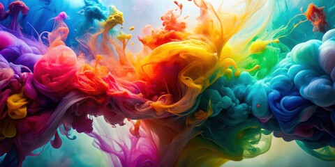 Vibrant colorful ink swirling in water creating abstract patterns, abstract, colorful, ink, liquid, water, vibrant, swirl, fluid