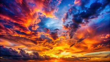 Dramatic sunset with bright, saturated colors and dramatic clouds , sunset, sunrise, colorful, vibrant, dramatic, bright, saturated