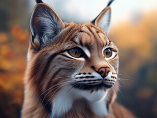 Fototapeta premium Canada Lynx, Wild Feline in Forest Environment