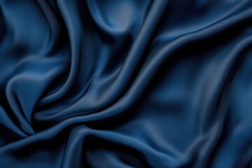 Obraz premium A high-resolution photograph of dark blue silk fabric, smooth and flowing in the wind