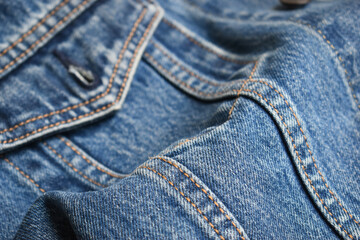 Fototapeta premium pocket of blue denim texture background, jean fashion style