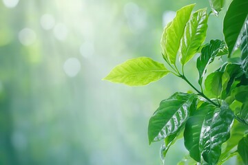 Obraz premium Sustainable coffee growing under forest canopy in a lush, vibrant scene with detailed closeups of coffee plants under the canopy