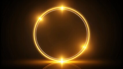 Golden neon glowing frame circle with a futuristic look, neon, glowing, frame, circle, gold, bright, futuristic