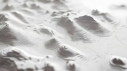 Detailed Terrain Map with Contour Lines and Topographic Features.