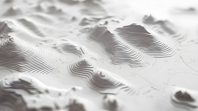 Detailed Terrain Map with Contour Lines and Topographic Features.