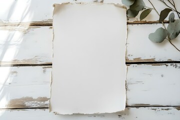 sheet of paper on a white rustic farmhouse table