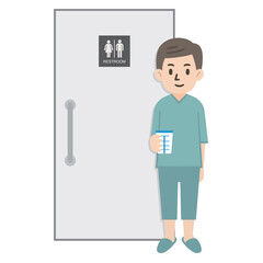 尿検査をする男性のイラスト