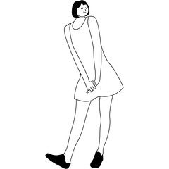 Hand Drawn Woman Standing Pose Character. Vector Sketch Design