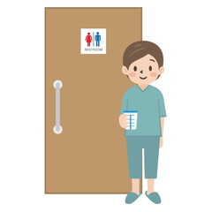 尿検査をする女性のイラスト