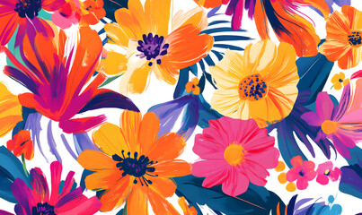 floral and leaf on white background in doodle-style tile designs with graphic format.