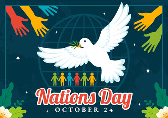 United Nations Day Celebration Vector Illustration on 24 October Featuring a Hand Holding the Earth to Public Service in a Flat Cartoon Background