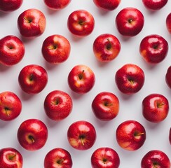 many fresh red apples pattern on white background