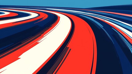 Abstract Swirling Lines in Red, White, and Blue