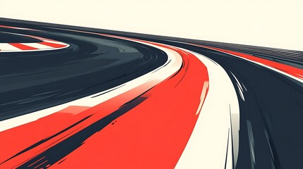 Abstract Race Track with Red and White Stripes
