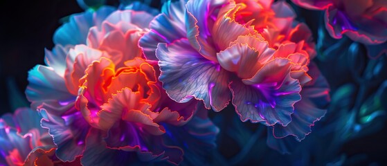 Obraz premium Vibrant Close-Up of a Flower with Neon Glow