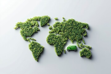 Green World Map- 3D tree or forest shape of world map isolated on white background. World Map Green Planet Earth Day or Environment day Concept. with generative ai