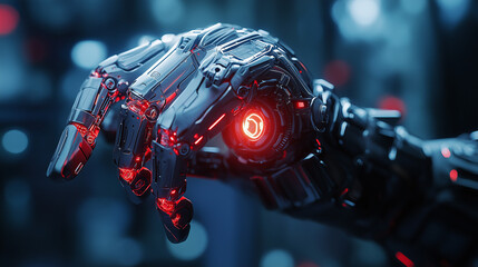 Fototapeta premium Cybernetic augmentation, visualizing the enhancement of human abilities through advanced cybernetic implants