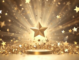 Golden Star Award Ceremony: A Celebration of Success with Confetti and a Stage