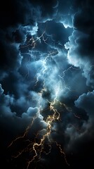 Lightning coming out of the dark clouds