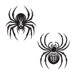 Simple black and white spider silhouette. Halloween concept element.