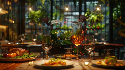 Romantic Dinner for Two in a Cozy Restaurant with a View of Greenery