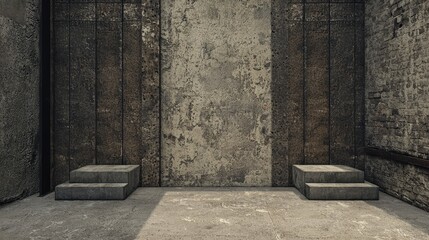 Fototapeta premium Grunge Concrete Steps and Walls Background