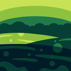 grassland illustration with flat color design