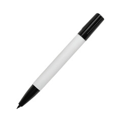 White Marker Pen with Black Cap on Transparent Background
