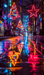 Fototapeta premium Activities and culture for New Year and Christmas festivals in the form of graphic advertising background