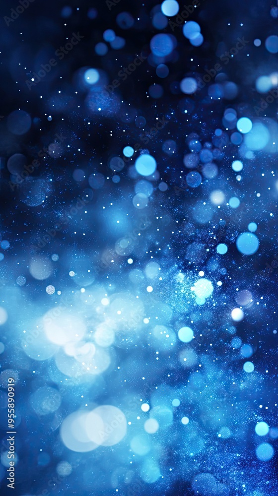 Wall mural a mesmerizing abstract background featuring shimmering blue lights and soft bokeh effects, perfect f