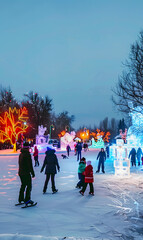 Obraz premium Activities and culture for New Year and Christmas festivals in the form of graphic advertising background