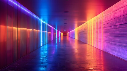 Glowing neon art installation in a dark gallery