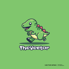 Cute dino walking logo, vector, mascot, character, cartoon, illustration, eps10