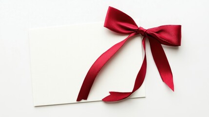 White Card with Red Ribbon Bow