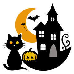 Halloween Design Elements Silhouette vector illustration isolated on a white background