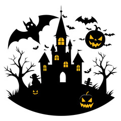 Halloween Design Elements Silhouette vector illustration isolated on a white background