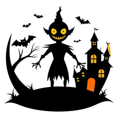 Halloween Design Elements Silhouette vector illustration isolated on a white background