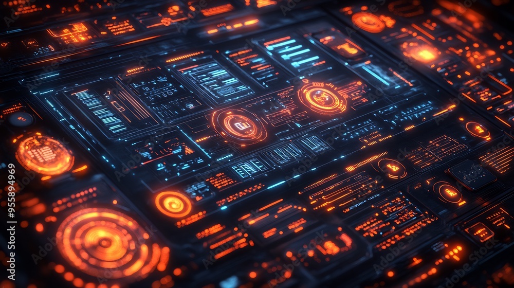 Canvas Prints technology infographic diagrams icons and futuristic design elements