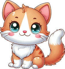 Naklejka premium Illustration Clipart cat colorfull happy smiling orange cat illustration good for tshirt