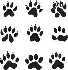 Dog and Cat Paw Silhouette black vector