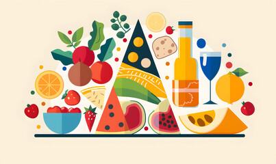 Fototapeta premium fruits and vegetable herbal concept for background or 2d illustrator cartoon.